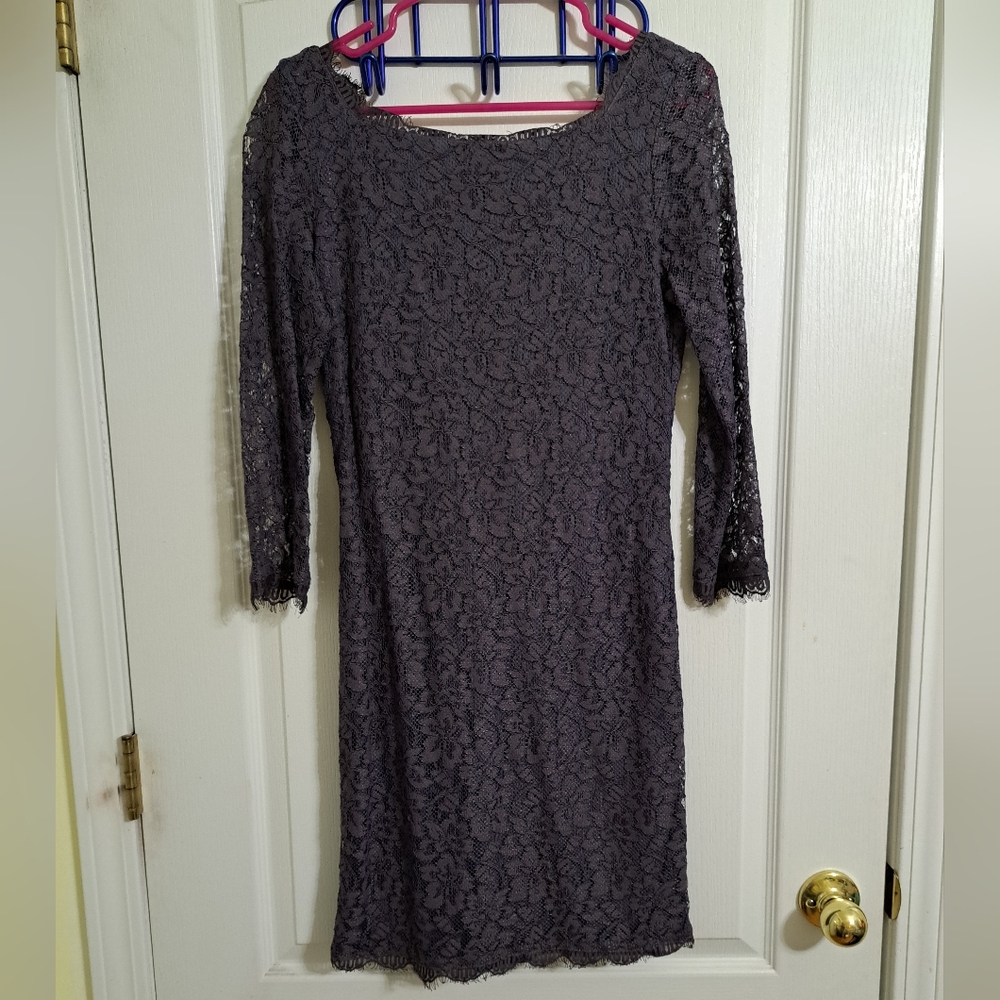 DvF grey/purple lace dress Size 8